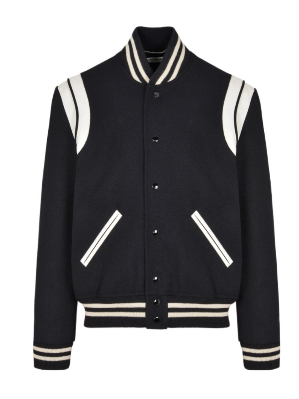 Women Saint Laurent Black and White Varsity Jacket